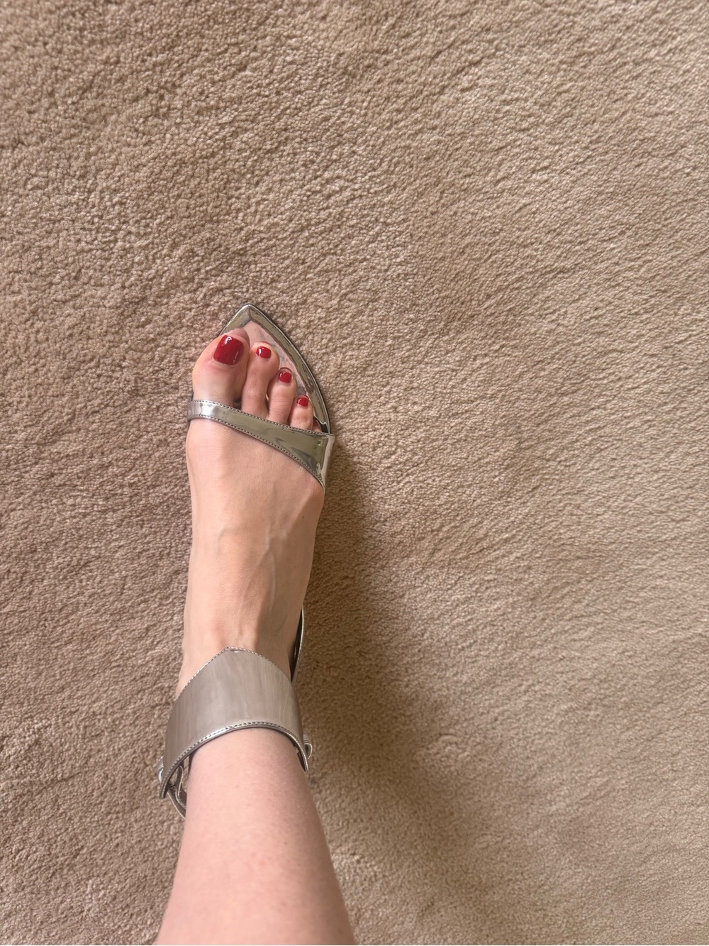 Isabel Marant Silver Metallic Pointed-Toe Ankle-Strap Heels - Picture 6 of 6